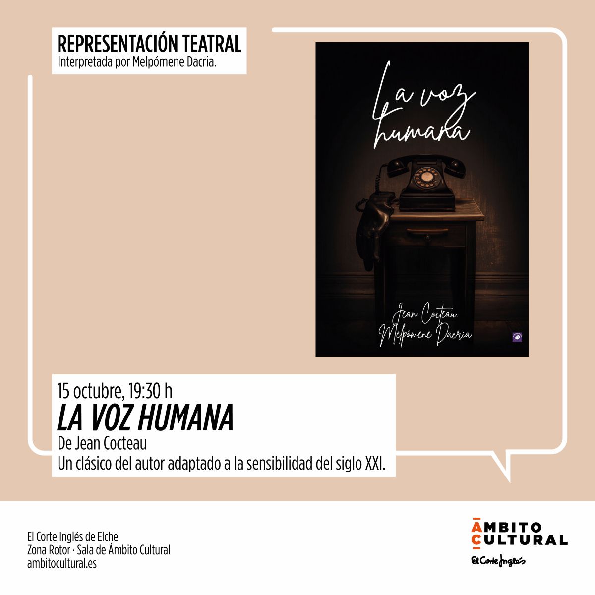Teatro 'La voz humana' de Jean Cocteau, por Melpómene Dacria